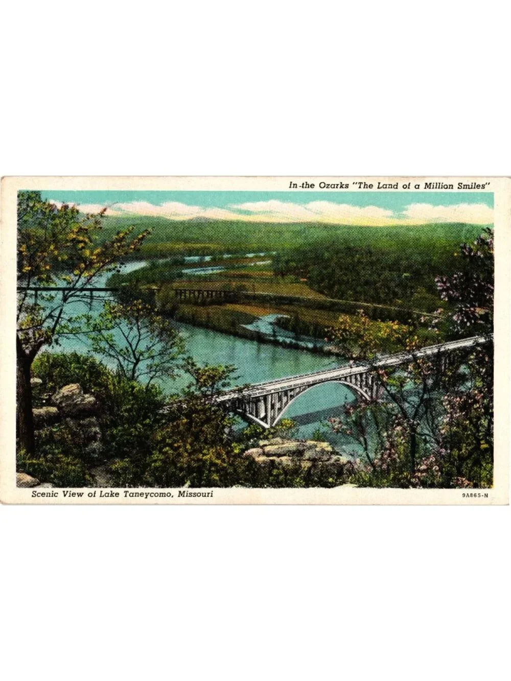 Scenic View Of Lake Taneycomo Missouri Vintage Postcard Curteich-American Art